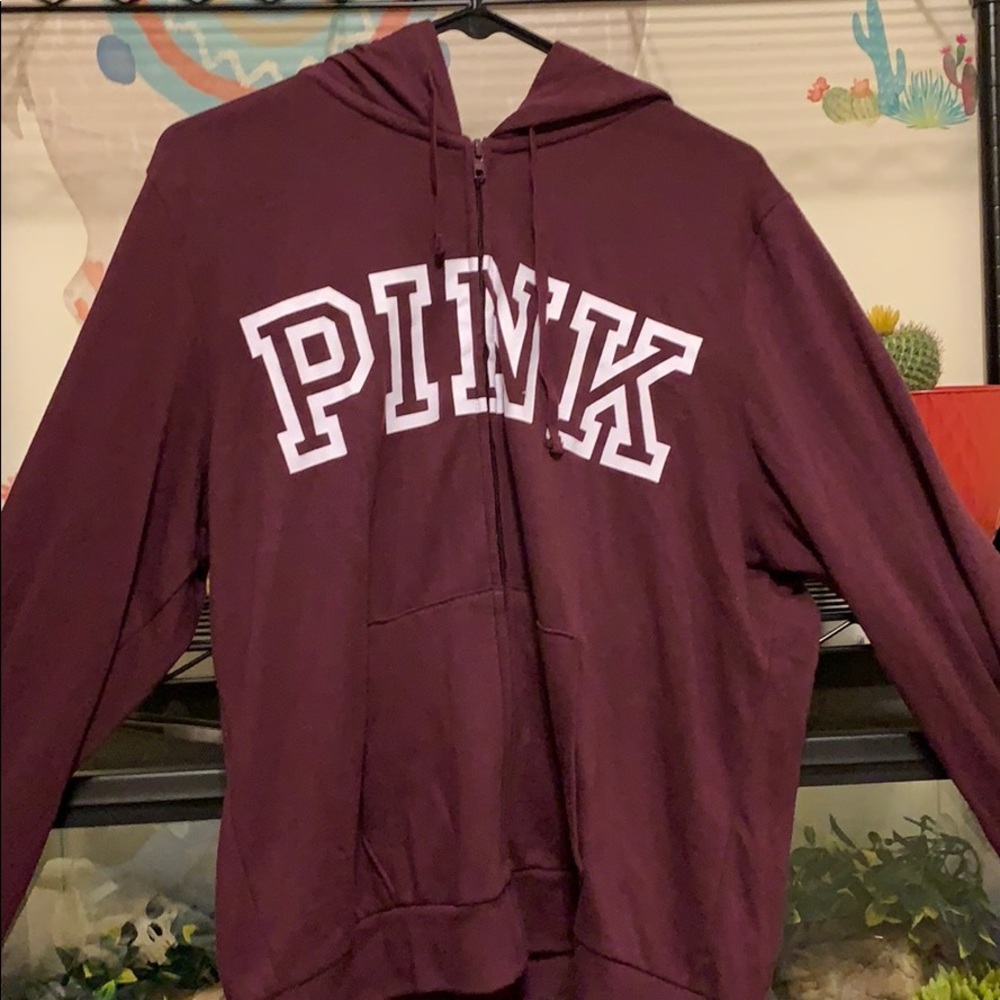 Zip up burgundy hoodie